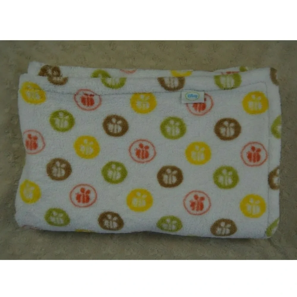 Disney Honeybee Baby Blanket White Green Yellow Orange Brown Bee Circles Lovey